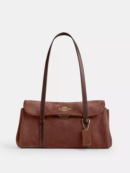 Coach Handbags - Coach Bridget Brown Suede Shoulder Bag